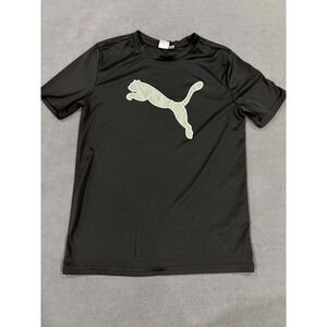 Puma Essentials T Shirt Boys L (14-16) Black Graphic Print Crew Neck Casual